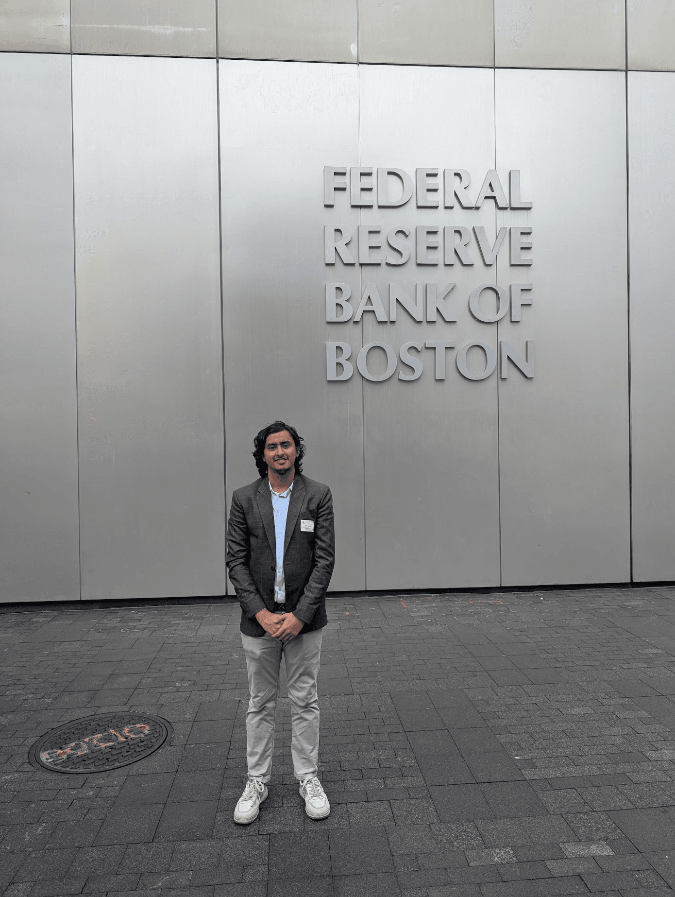 Diwash outside the Federal Reserve Bank of Boston during Boston FinTech Week 2025